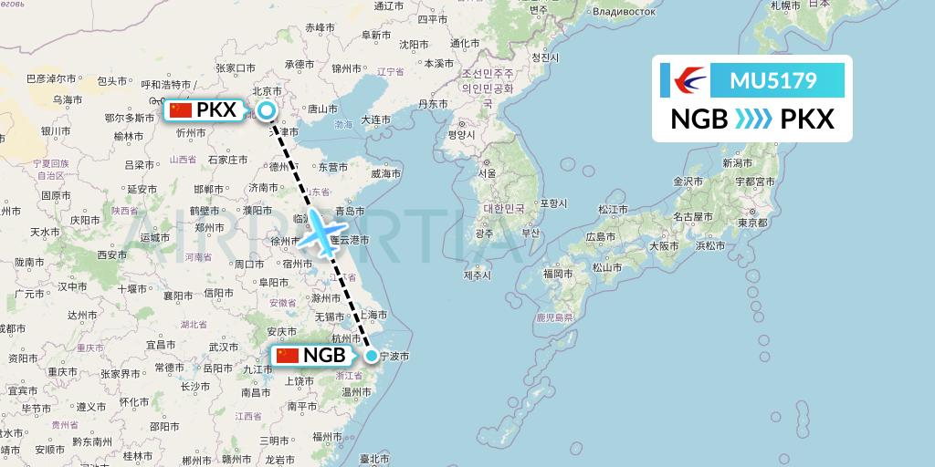 MU5179 China Eastern Airlines Flight Map: Ningbo to Beijing
