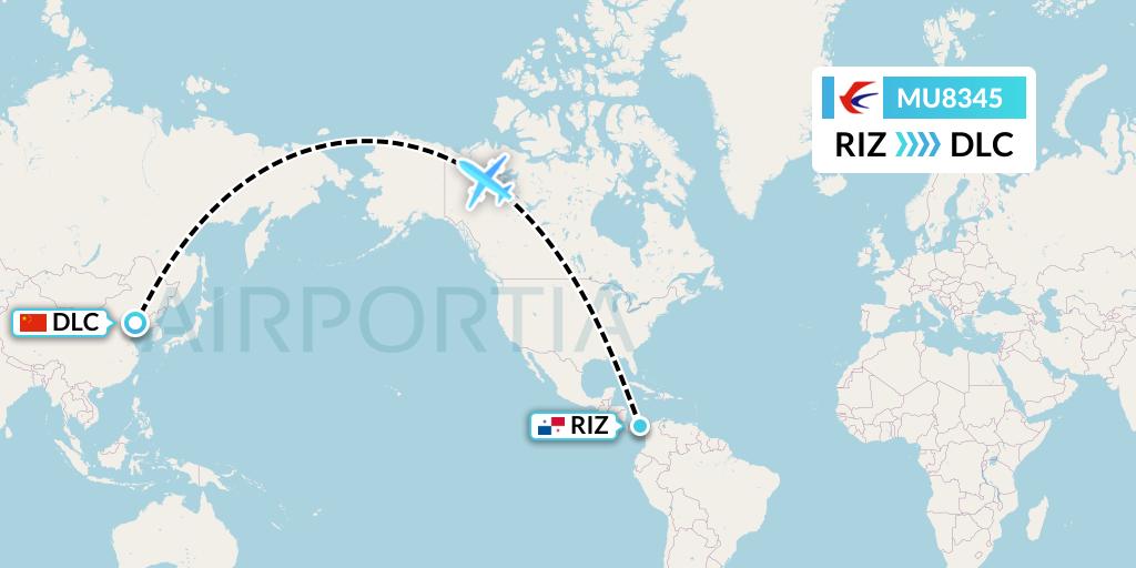 MU8345 China Eastern Airlines Flight Map: Rio Alzucar to Dalian
