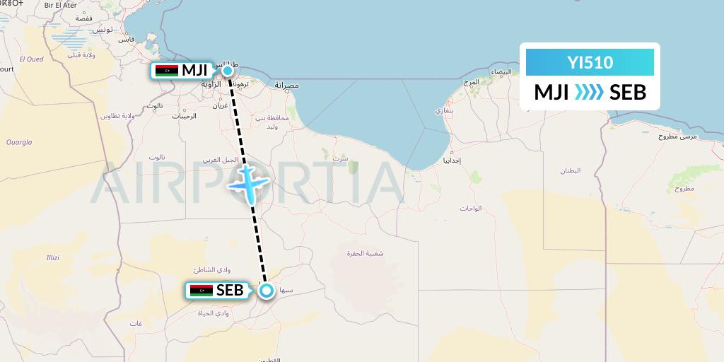 YI510 Fly Oya Flight Map: Tripoli to Sabha
